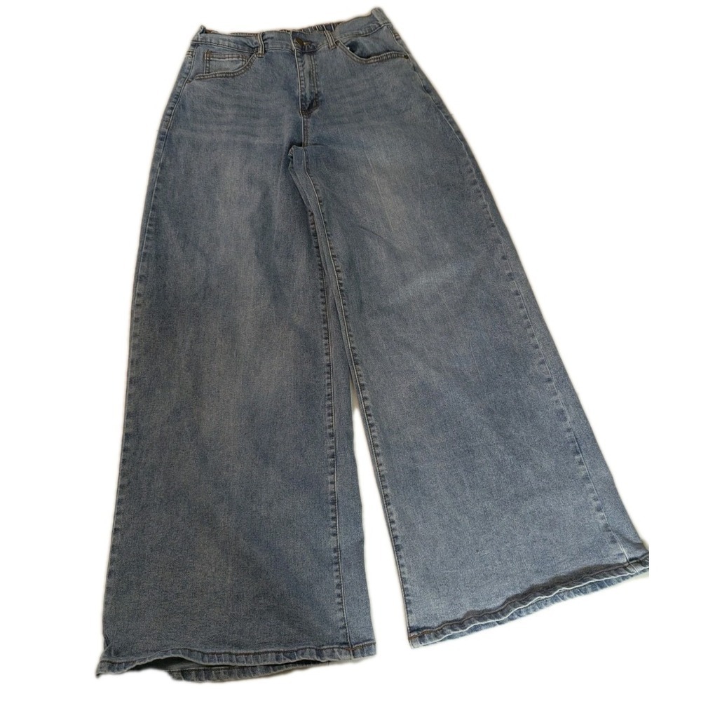 FIRE & RAIN Wide Leg Jeans Womens Size 9 Denim High Rise Stretch Medium Wash
